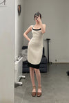 SWAYING/KNIT contrasting color collar vest skirt SW23SS2L02 meters gray PS57